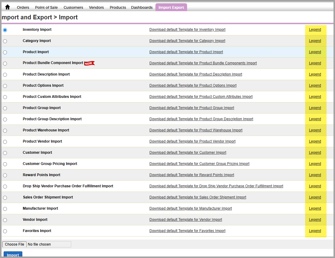 Import Types Screenshot