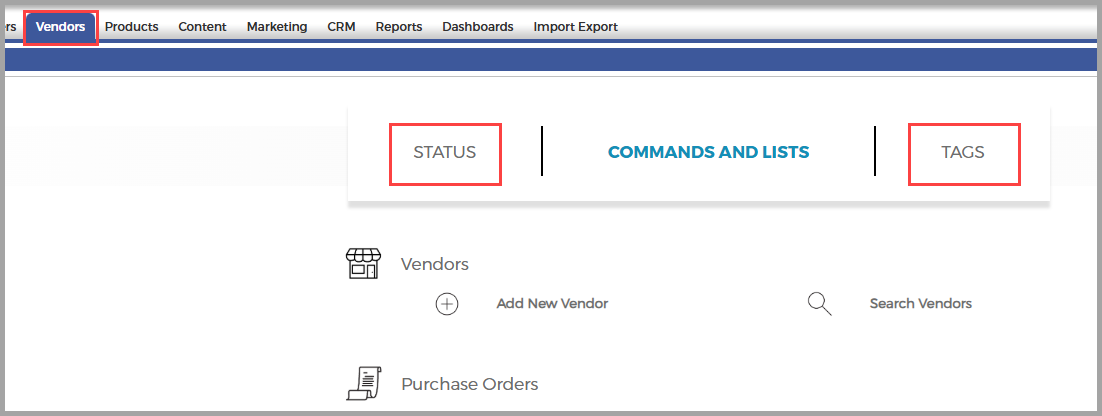Purchase order status and tags filters