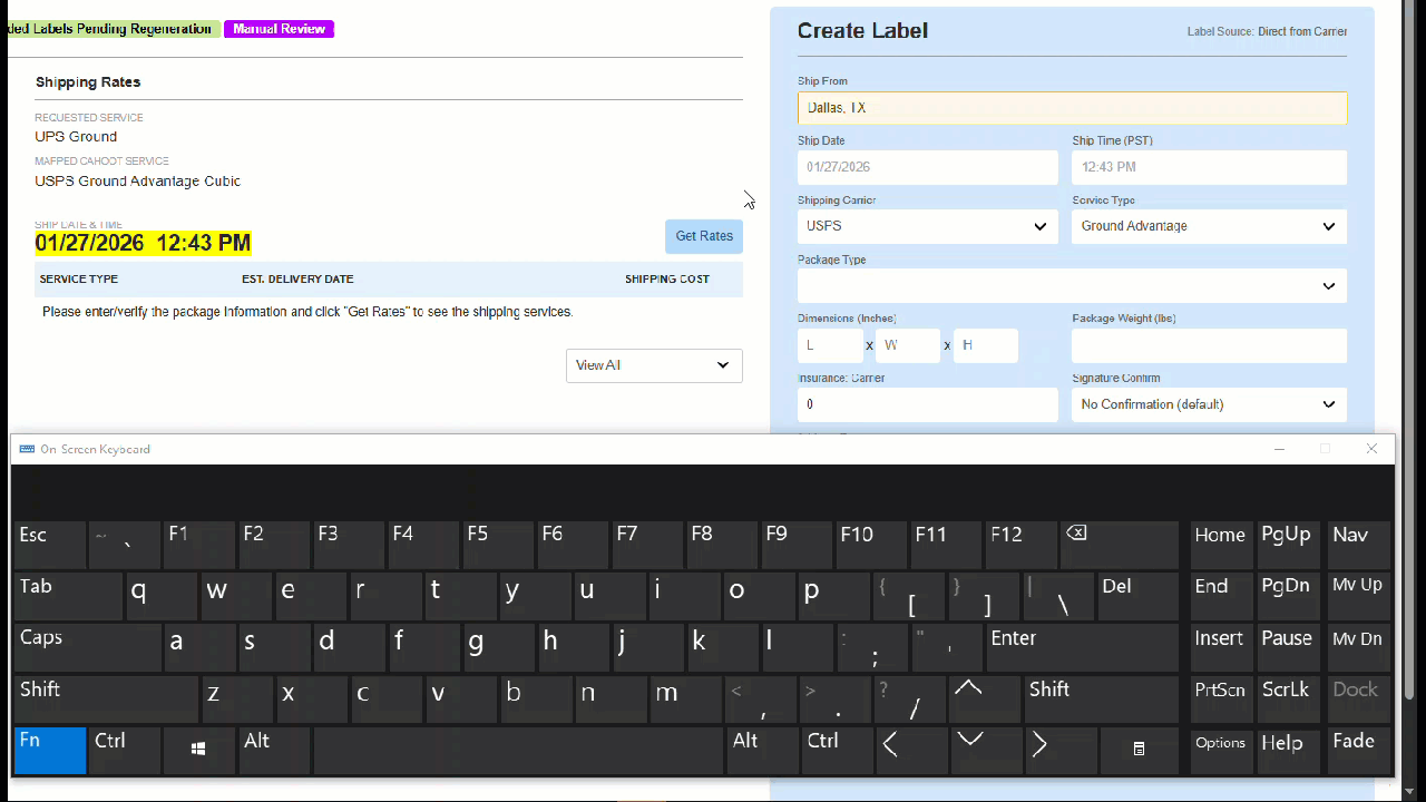 Demonstration of weight auto-populating from scale into Cahoot
